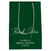 Smaragdgroene Minimalistische Bruidsbruiloft Dank  Medium Cadeauzakje (Achterkant)