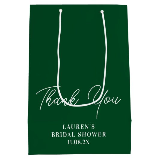 Smaragdgroene Minimalistische Bruidsuitnodiging Be Medium Cadeauzakje (Achterkant)