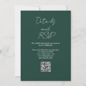 Smaragdgroene Minimalistische Elegante QR Code Tro Kaart (Achterkant)