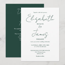 Smaragdgroene Minimalistische Elegante QR Code Tro Kaart
