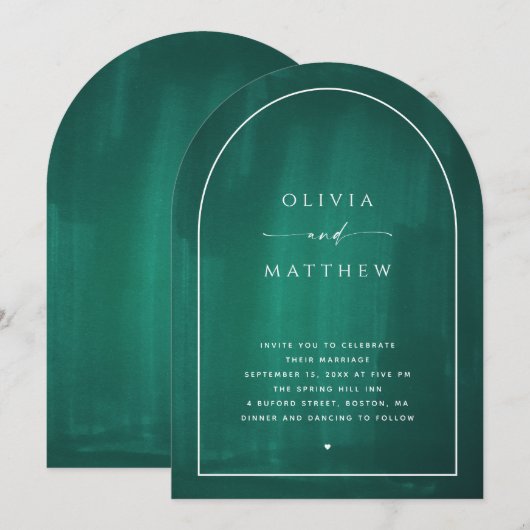 Smaragdgroene minimalistische geometrische boogbru kaart (Voorkant / Achterkant)