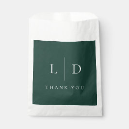 Smaragdgroene minimalistische monogram huwelijks bedankzakje