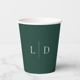 Smaragdgroene minimalistische monogram huwelijksfe papieren bekers