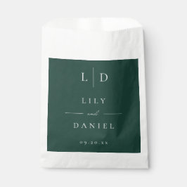 Smaragdgroene minimalistische monogram trouw bedankzakje
