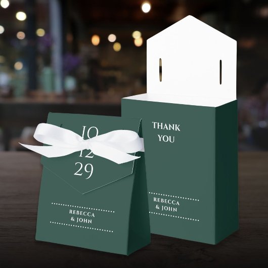 Smaragdgroene minimalistische speciale datum bruil bedankdoosjes