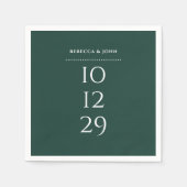 Smaragdgroene minimalistische speciale datum bruil servet (Voorkant)