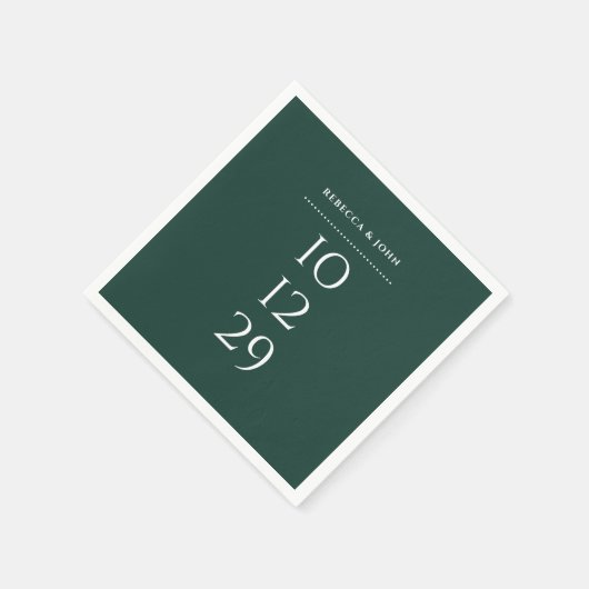 Smaragdgroene minimalistische speciale datum bruil servet (Hoek)