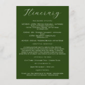 Smaragdgroene minimalistische trouwweekend route informatiekaartje (Achterkant)