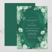 Smaragdgroene Mint Bladerige Bruiloft Kaart (Voorkant / Achterkant)