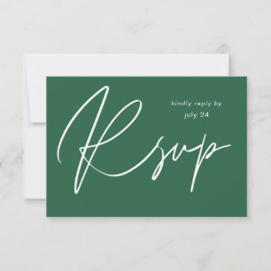 Smaragdgroene MOD Calligraphy met maaltijd RSVP ka Kaartje