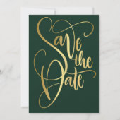 Smaragdgroene moderne foto huwelijksaankondiging t save the date (Achterkant)