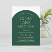 Smaragdgroene moderne typografie boog bruiloft + Q Kaart (Staand voorkant)