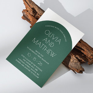 Smaragdgroene moderne typografie boog bruiloft + Q Kaart