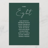 Smaragdgroene moderne zitplaatskaart tafelnummer (Achterkant)