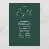 Smaragdgroene moderne zitplaatskaart tafelnummer (Voorkant)