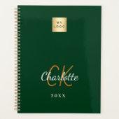 Smaragdgroene monogram Business logo 2025 Planner (Voorkant)