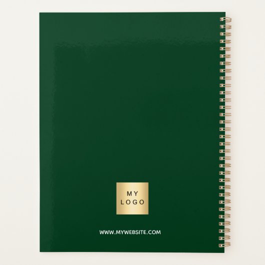 Smaragdgroene monogram Business logo 2025 Planner (Achterkant)
