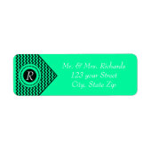Smaragdgroene Monogram Chevron Etiket (Voorkant)