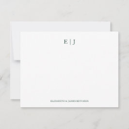 Smaragdgroene Monogram Eerste Letters Gepersonalis Notitiekaartje