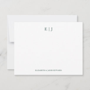 Smaragdgroene Monogram Eerste Letters Gepersonalis Notitiekaartje