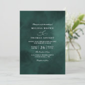 Smaragdgroene Monogram Elegante QR Code Bruiloft Kaart (Staand voorkant)