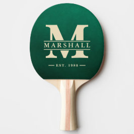 Smaragdgroene monogram en naamoverlay tafeltennisbatje