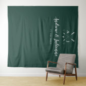 Smaragdgroene Monogram Golf Trouwfoto Achtergrond Wandkleed (In Situ (horizontaal))