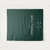 Smaragdgroene Monogram Golf Trouwfoto Achtergrond Wandkleed (Voorkant (horizontaal))
