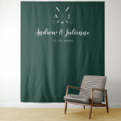 Smaragdgroene Monogram Golf Trouwfoto Achtergrond Wandkleed (In situ)