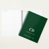 Smaragdgroene monogram initialen 2026 planner (Display)