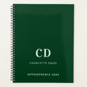 Smaragdgroene monogram initialen 2026 planner (Voorkant)