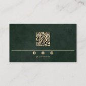 Smaragdgroene Monogram Moderne Scannbare Qr Code Visitekaartje (Achterkant)