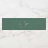 Smaragdgroene Monogram Trouw Waterfles Etiket (Enkel label)