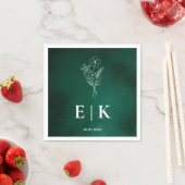 Smaragdgroene Monogram Wilde Bloem Bloemige Bruilo Servet (Insitu)