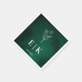 Smaragdgroene Monogram Wilde Bloem Bloemige Bruilo Servet (Hoek)