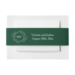 Smaragdgroene monogramtop uitnodigingen wikkel