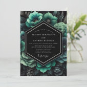 Smaragdgroene Moody Botanische Bruiloft Kaart (Staand voorkant)