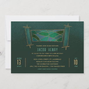 Smaragdgroene mozaïek Torarol Bar/Bat Mitzvah Kaart