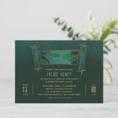 Smaragdgroene mozaïek Torarol Bar/Bat Mitzvah Kaart (Staand voorkant)