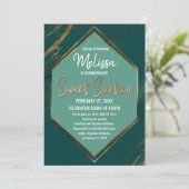 Smaragdgroene munt Goud Geometrisch Marmer Sweet 1 Kaart (Staand voorkant)