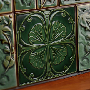 Smaragdgroene muur Decor Art Nouveau Ceram Tegeltje
