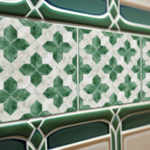 Smaragdgroene muur Decor Art Nouveau Ceram Tegeltje