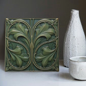 Smaragdgroene muur Decor Art Nouveau Ceram Tegeltje