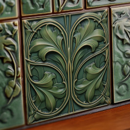 Smaragdgroene muur Decor Art Nouveau Ceram Tegeltje