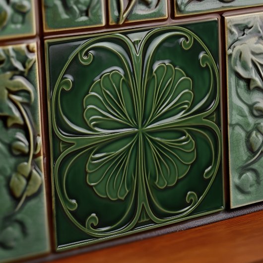 Smaragdgroene muur Decor Art Nouveau Ceram Tegeltje
