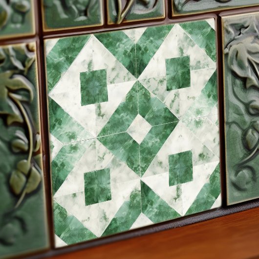 Smaragdgroene muur Decor Art Nouveau Mozaïek Tegeltje
