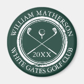 Smaragdgroene naam en clubnaam Datum Magneet (Voorkant)