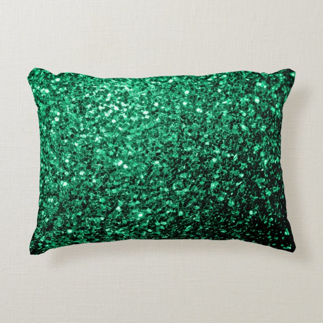 Smaragdgroene nepschittering glinstert accent kussen (Voorkant)