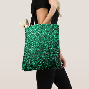 Smaragdgroene nepschittering glinstertjes tote bag