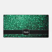 Smaragdgroene nepschittering monogram bureaumat (Voorkant)